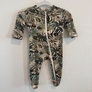 Larkspur Baby Jungle Leaf Print Bamboo Footie Zippy Pajama